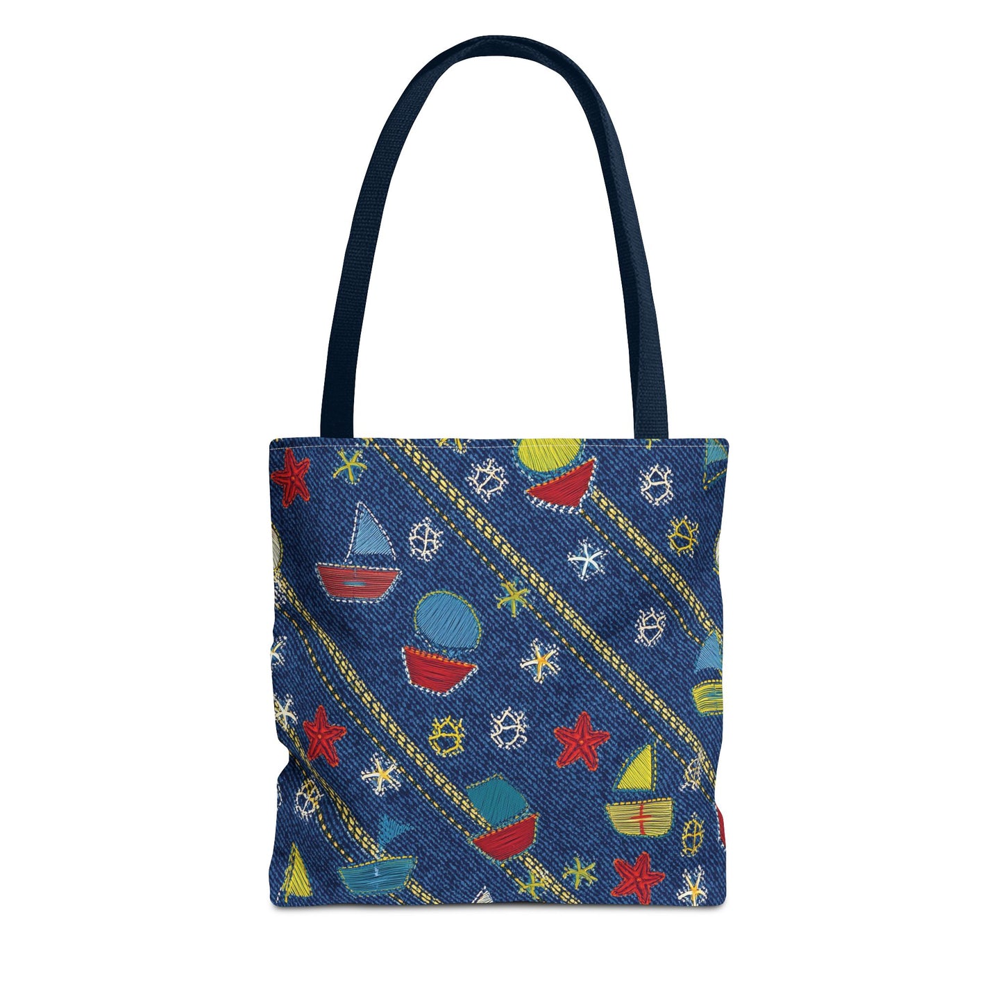 Denim Fabric Imitation Print Unisex Canvas Bag Poly Spun 3 Sizes Tote Bag 182-15