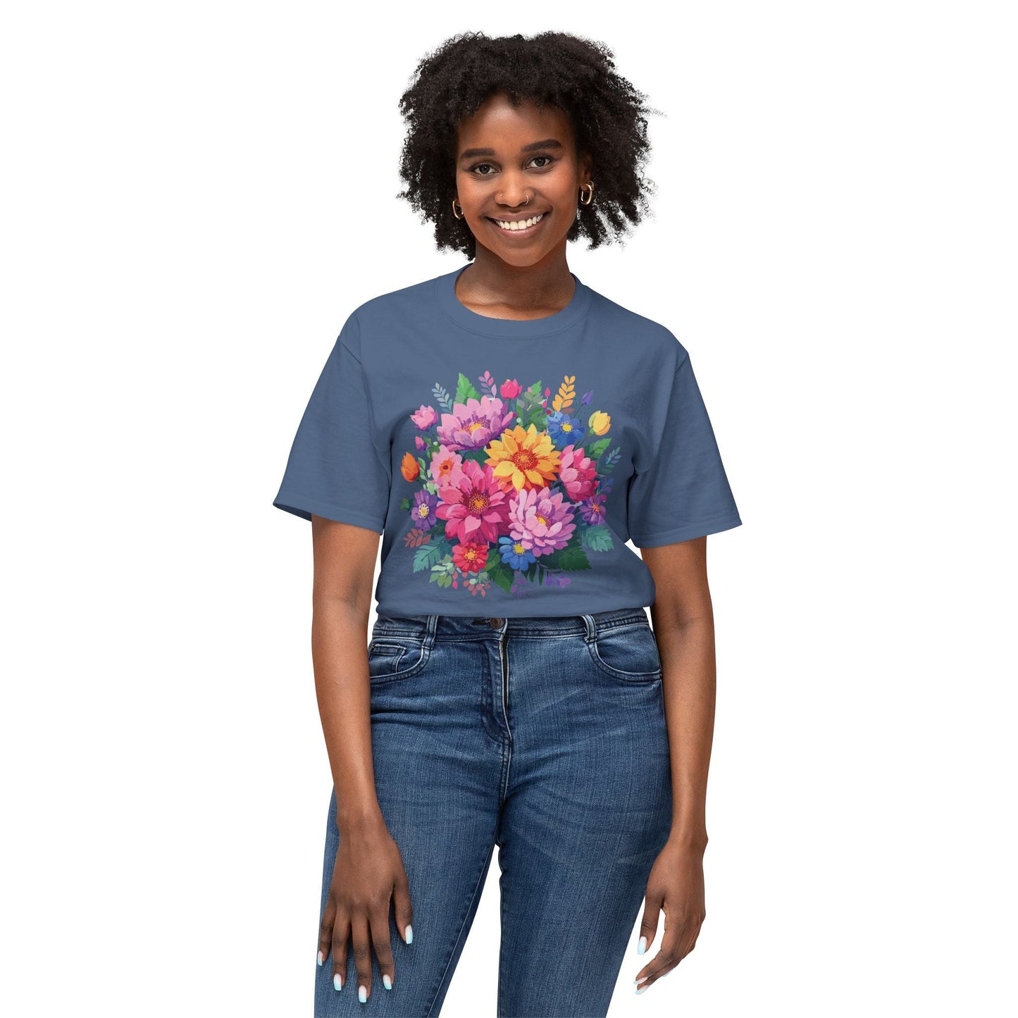 Unisex Floral T Shirt With Full Color Art Print Made In USA 100 Percent Cotton Breathable