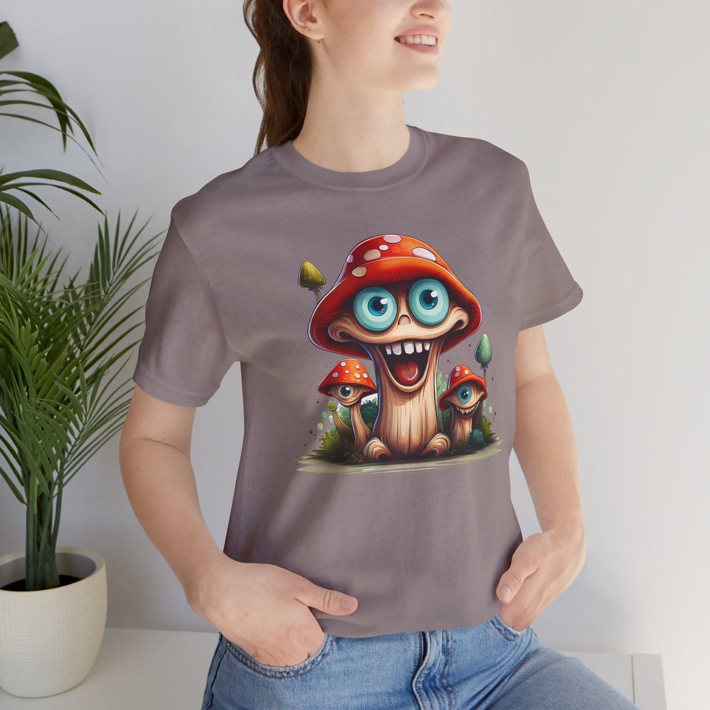 Cute Mushroom Graphic Tee, Fun Cartoon Shirt, Funny Mushroom Shirt, Cute Cartoon Tees, Graphic T-Shirt, Art Design T-Shirt