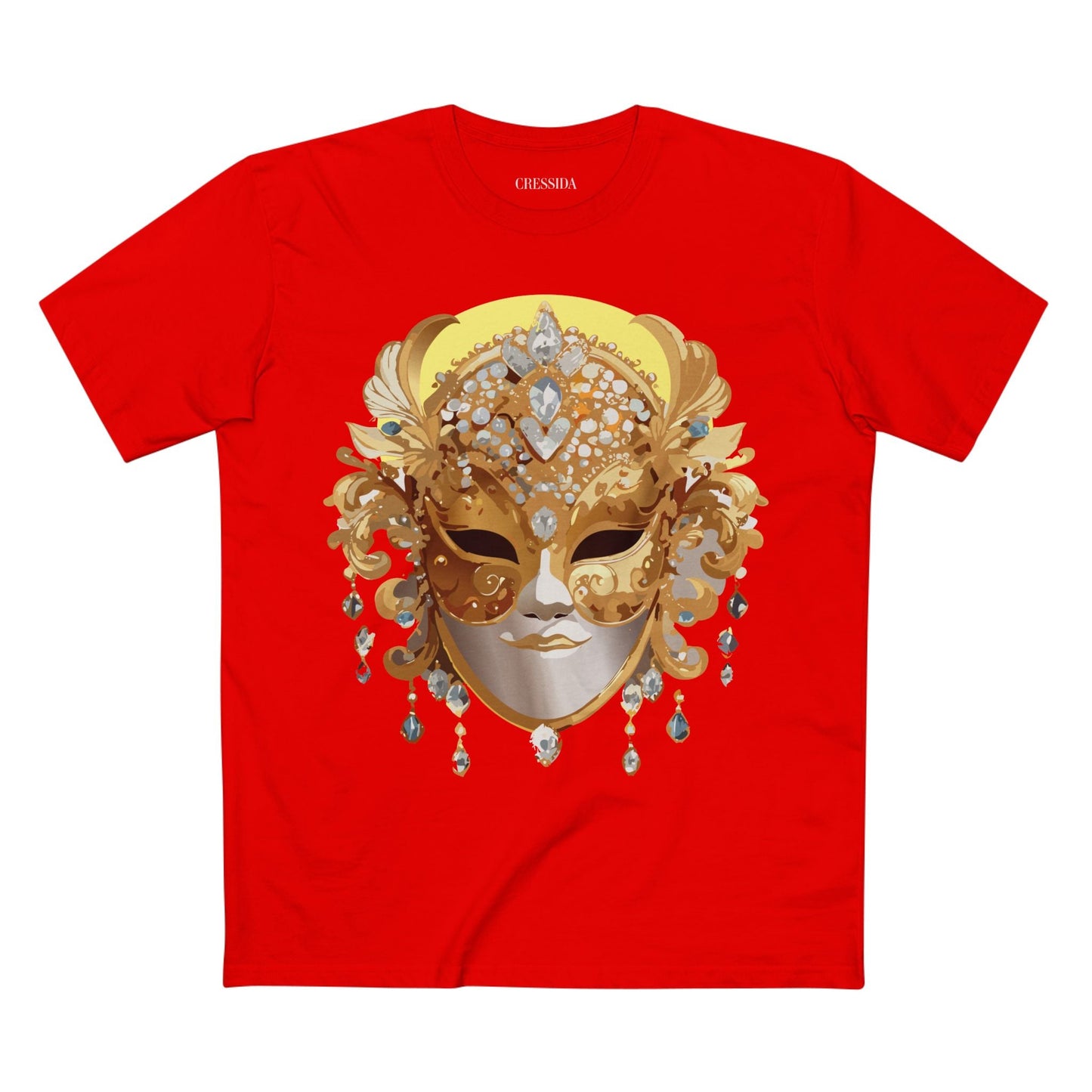 Carnival Mask Graphic T-Shirt Unisex 100 Cotton With Antique Gold Art Design Tee 7