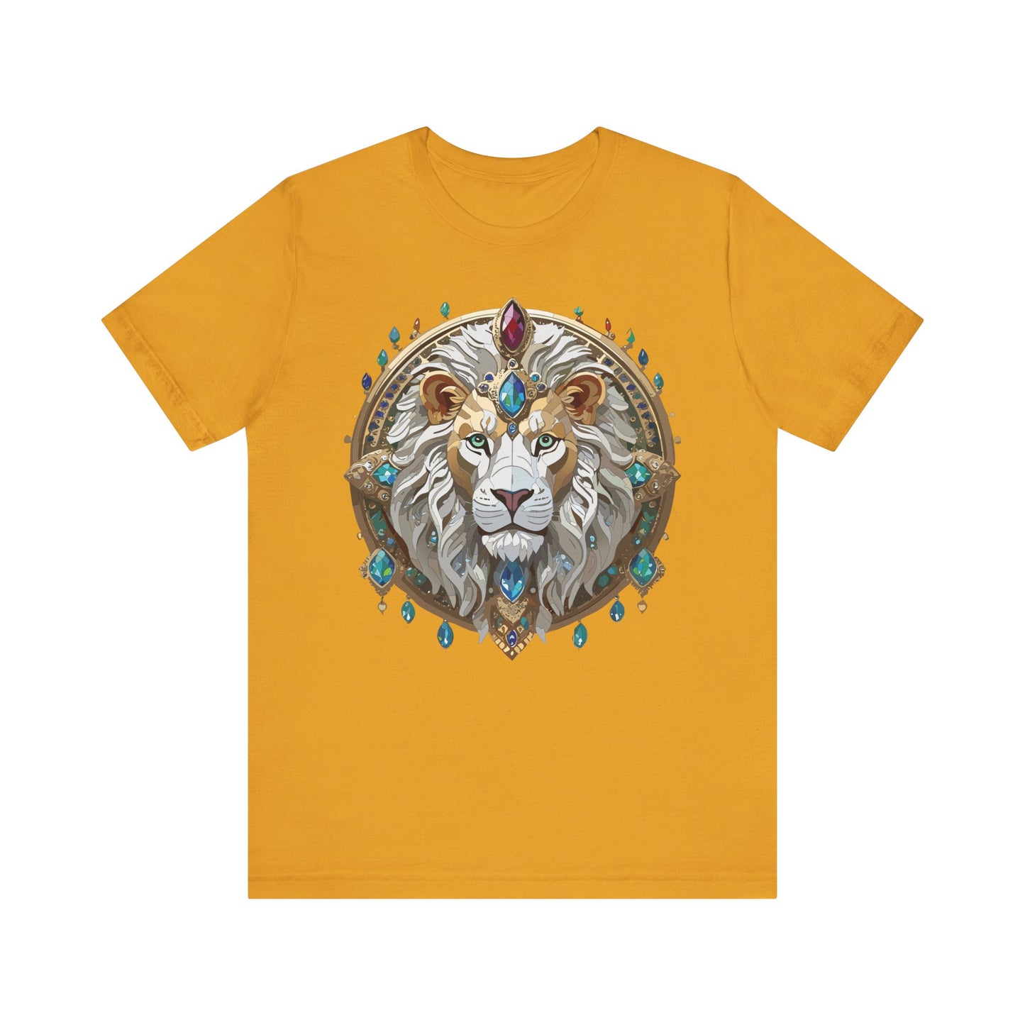 Unisex Lion Graphic Tee, Animal Shirt, Tee Shirt with Lion, Medallion T-Shirt, Animal Medallion Tees