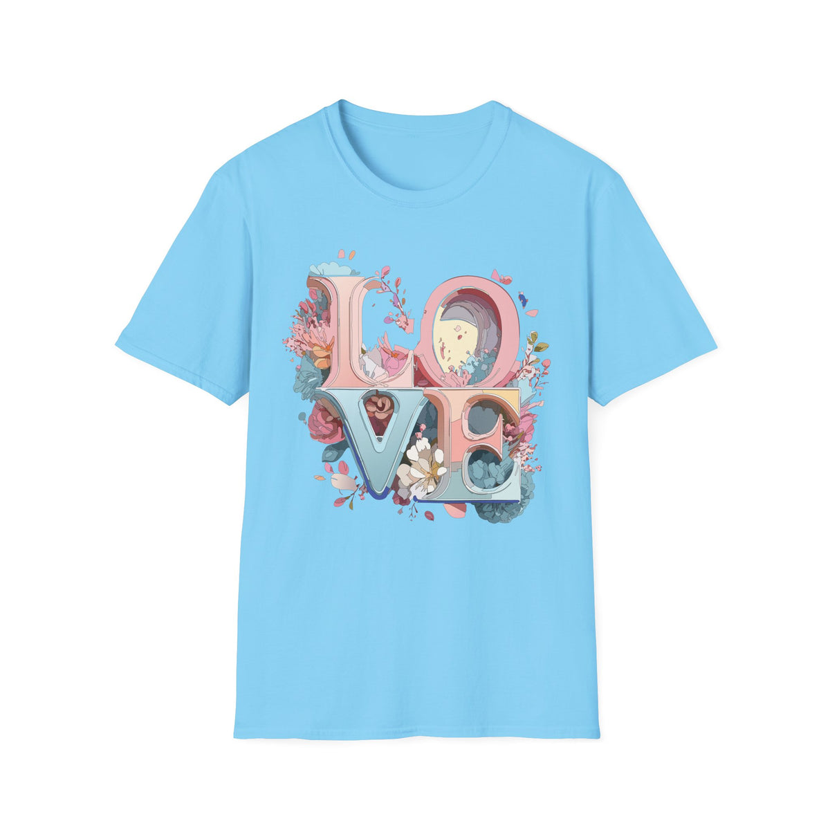 Floral LOVE Lettering T-Shirt | Pastel Botanical Typography