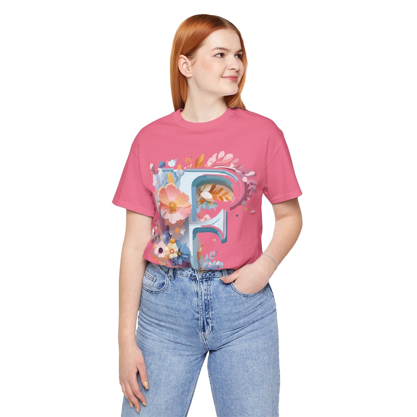 Letter F Shirt Unisex Graphic Tee Jersey Short Sleeve by Adelpha Vintage Inspired Art Design