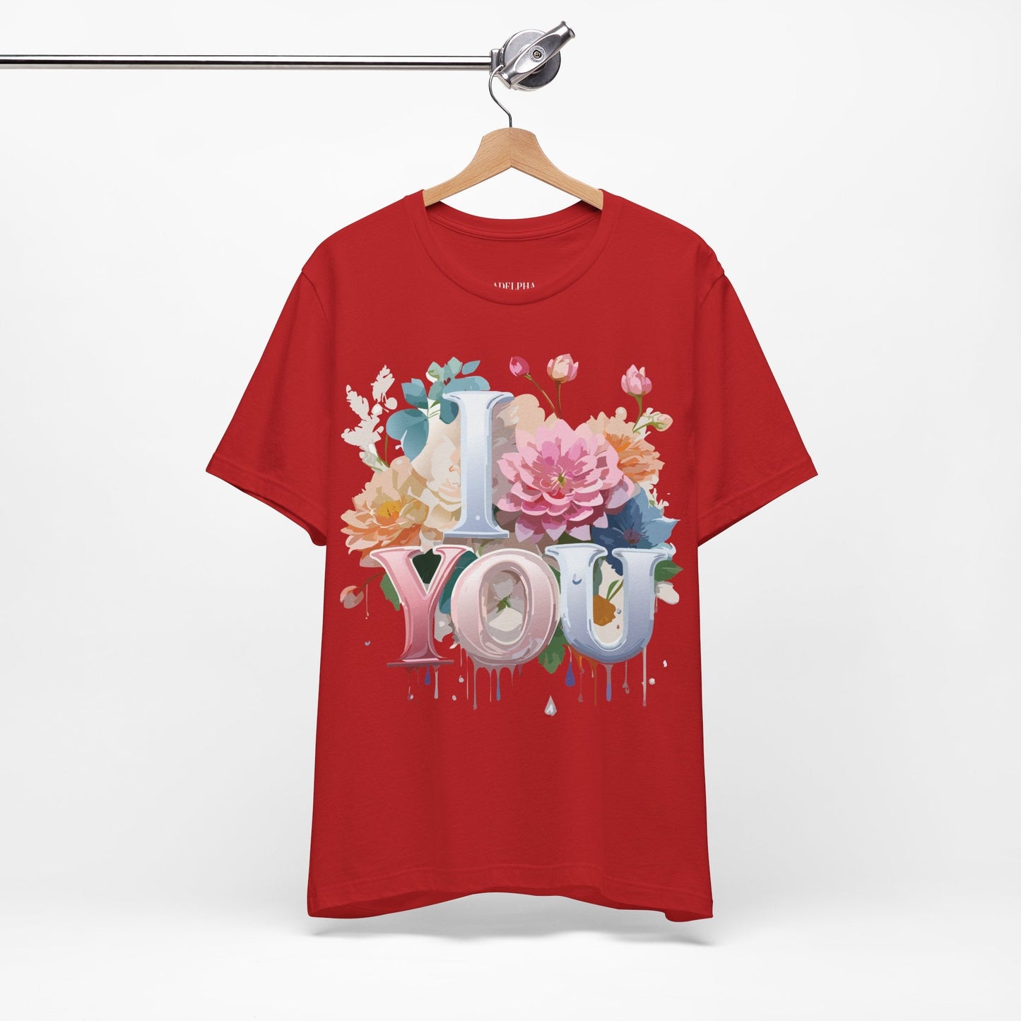 Valentine Day Graphic Unisex 100 Cotton Vintage Artwork with Love and Flower Design Tee 1