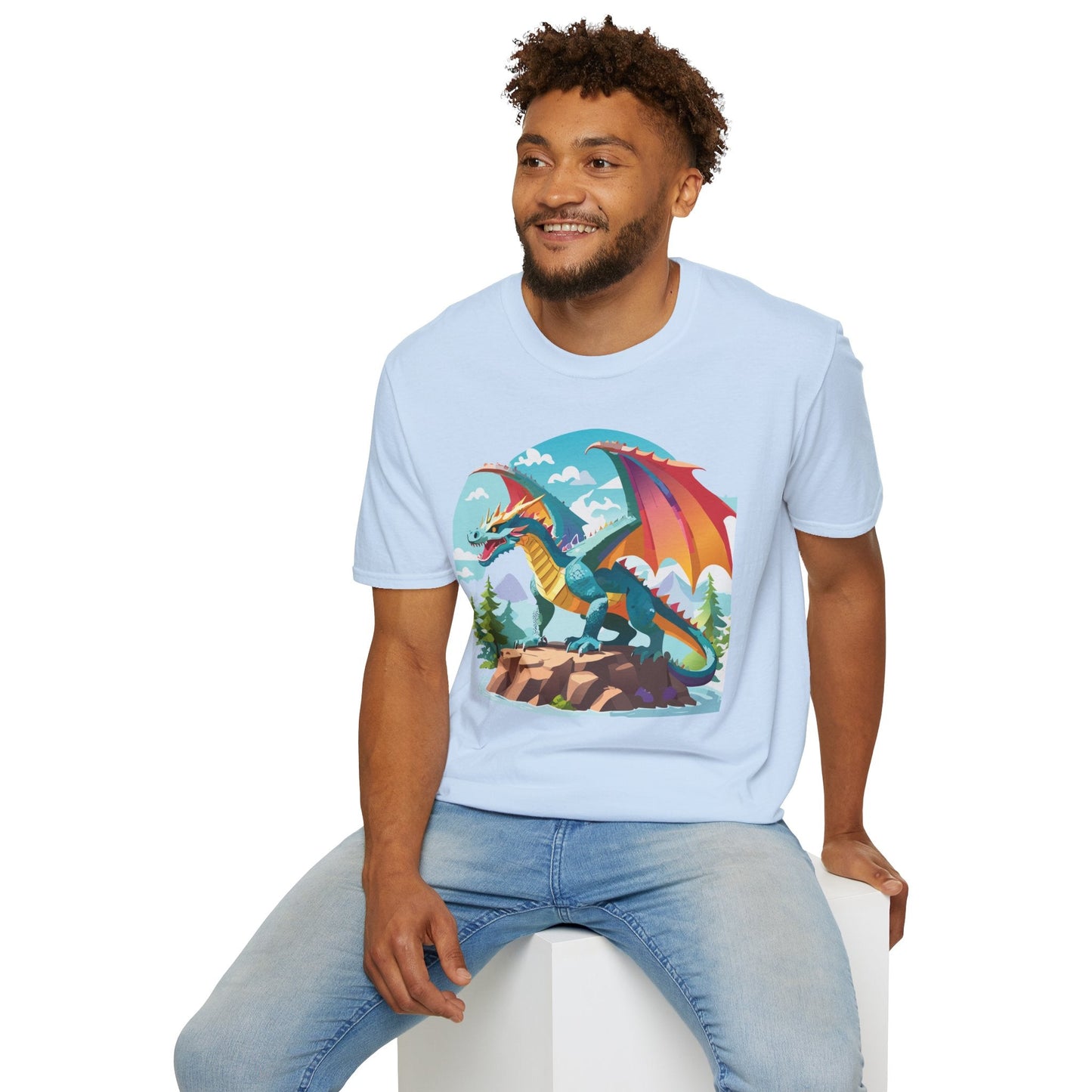 Dragon Graphic Unisex Cotton Softstyle Art Design Tee With Animals 23