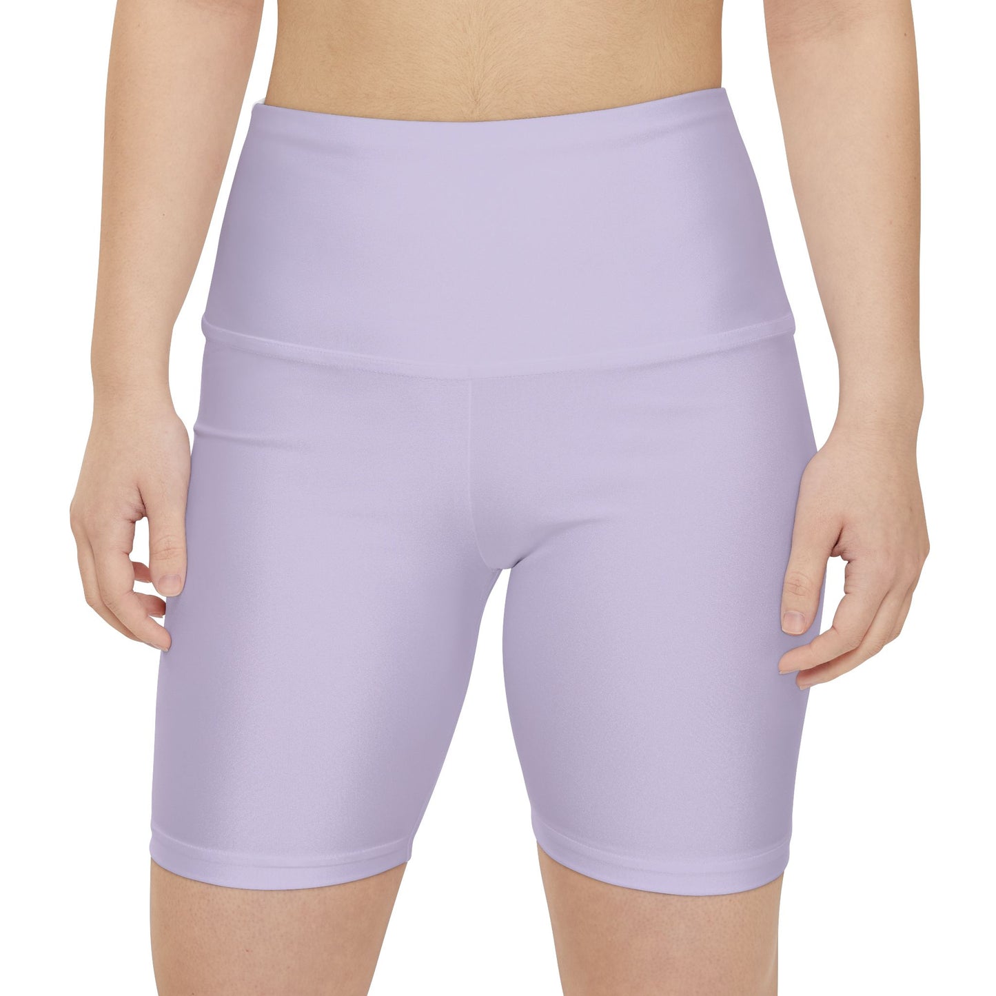 Fog Lilac Lavender High-Waist Workout Bike Shorts — Women's Athletic Biker Shorts