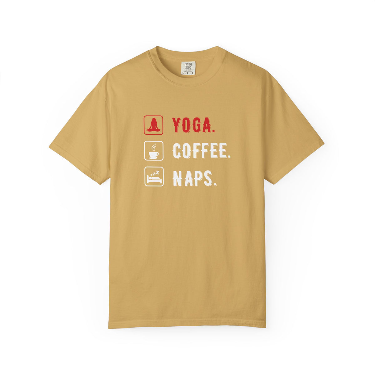 Yoga Coffee Naps Relaxation Icons Unisex Comfort Colors Garment-Dyed Heavyweight 100 Cotton Art Design T-Shirt w197