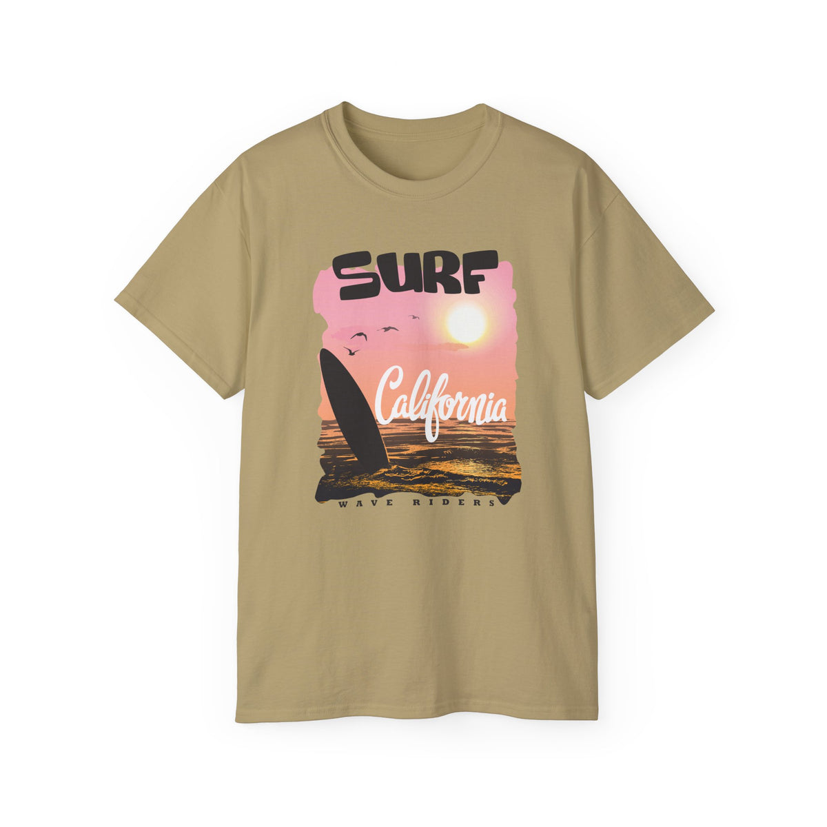 Surf California Tee | Sunset Sailboard Ocean Retro Beach Graphic