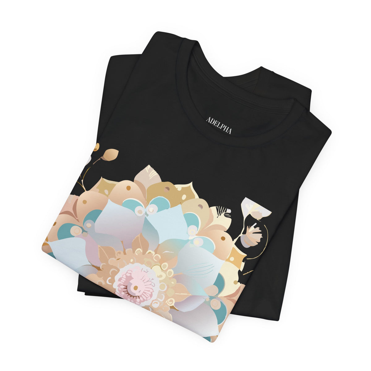 Mandala Graphic Unisex Cotton Bella+Canvas Tee with Floral Art Design n140