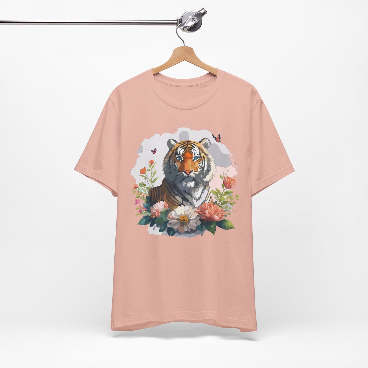 Floral Tiger Graphic Tee, Animal Shirt, Tiger Shirt, Flower Top, T-Shirt with Animal, Art Design