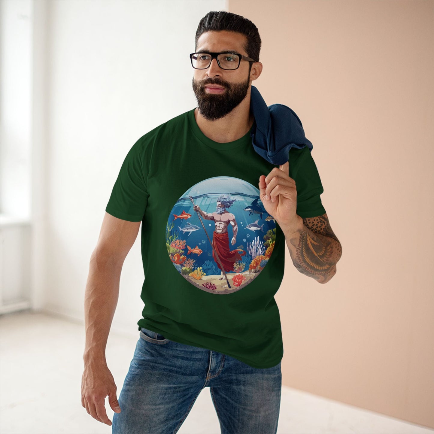 Retro2Nova Ocean Shirt Unisex Premium Cotton Tee With Original Art Design OP13 Exclusive Edition