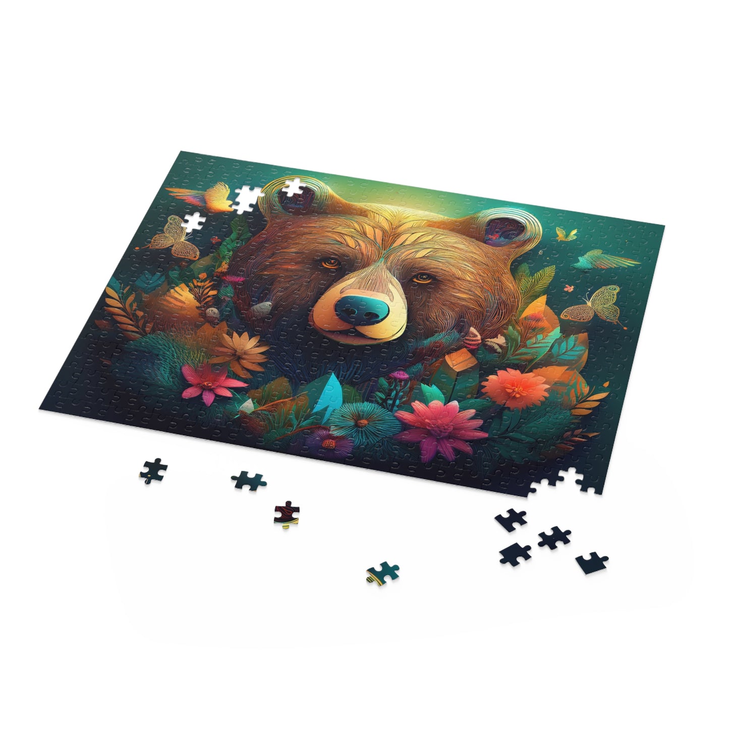 Puzzles-53 Kids Bear Puzzle 500-Piece | Floral Bear Puzzle 500-Piece, Animals Kids Puzzles Size: 16" x 20",  Ages 9+
