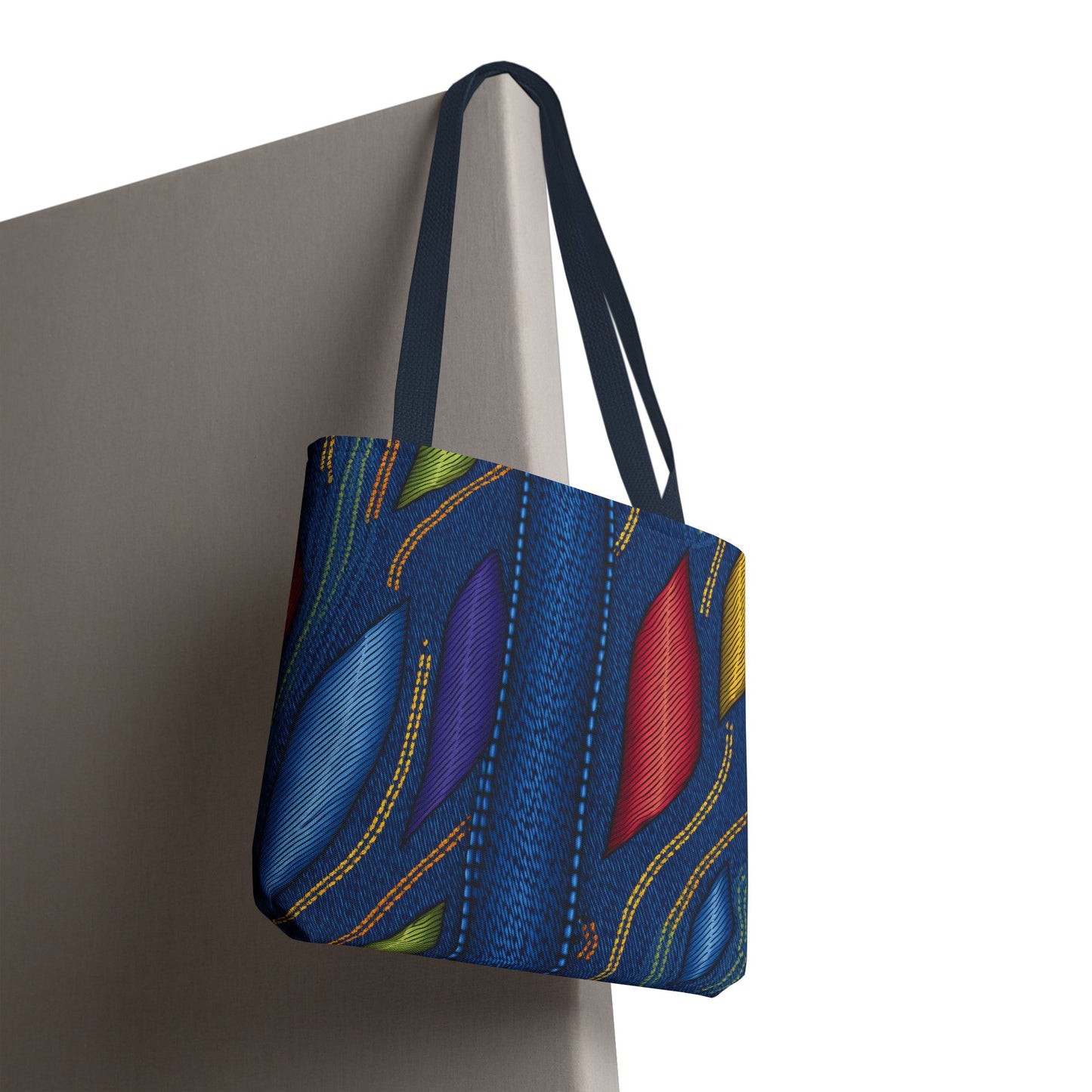 Denim Fabric Imitation Print Unisex Canvas Bag Poly Spun 3 Sizes Tote Bag 137