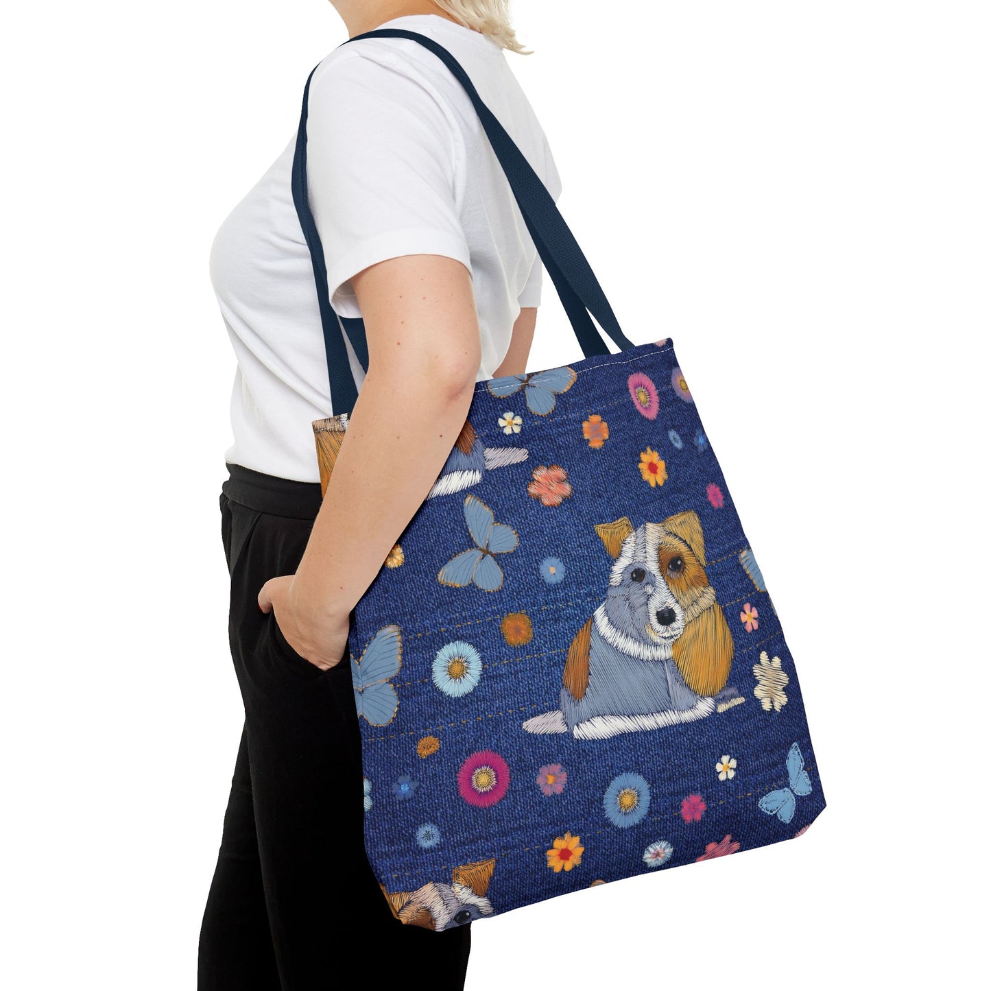 Denim Fabric Imitation Print Unisex Canvas Bag Poly Spun 3 Sizes Tote Bag 191