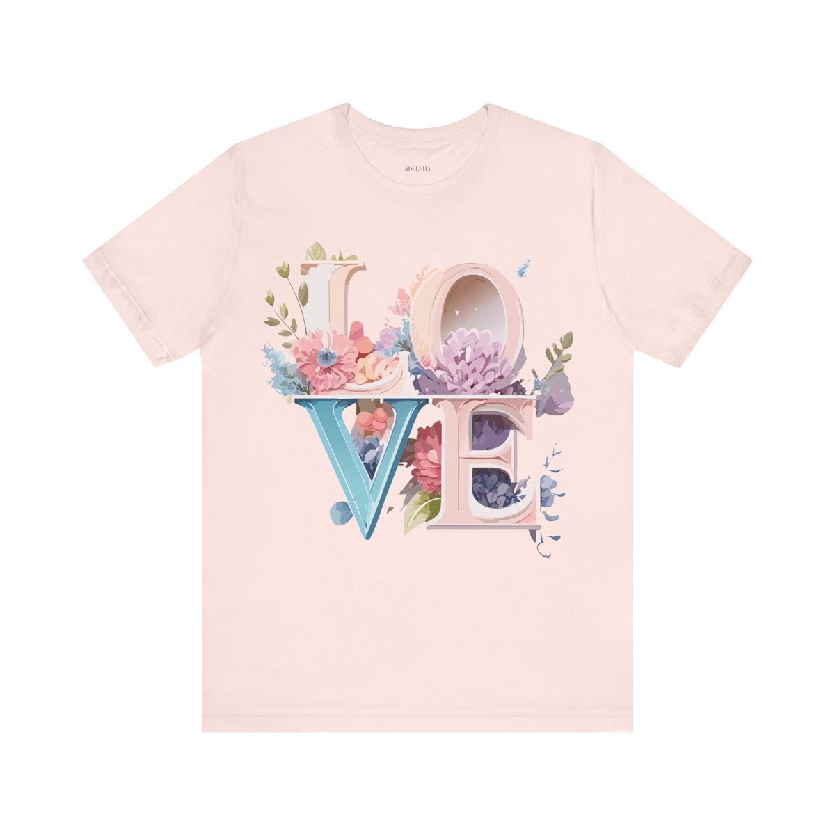 Valentine's Day Graphic Unisex Cotton Bella+Canvas Tee with Floral Art Design d100