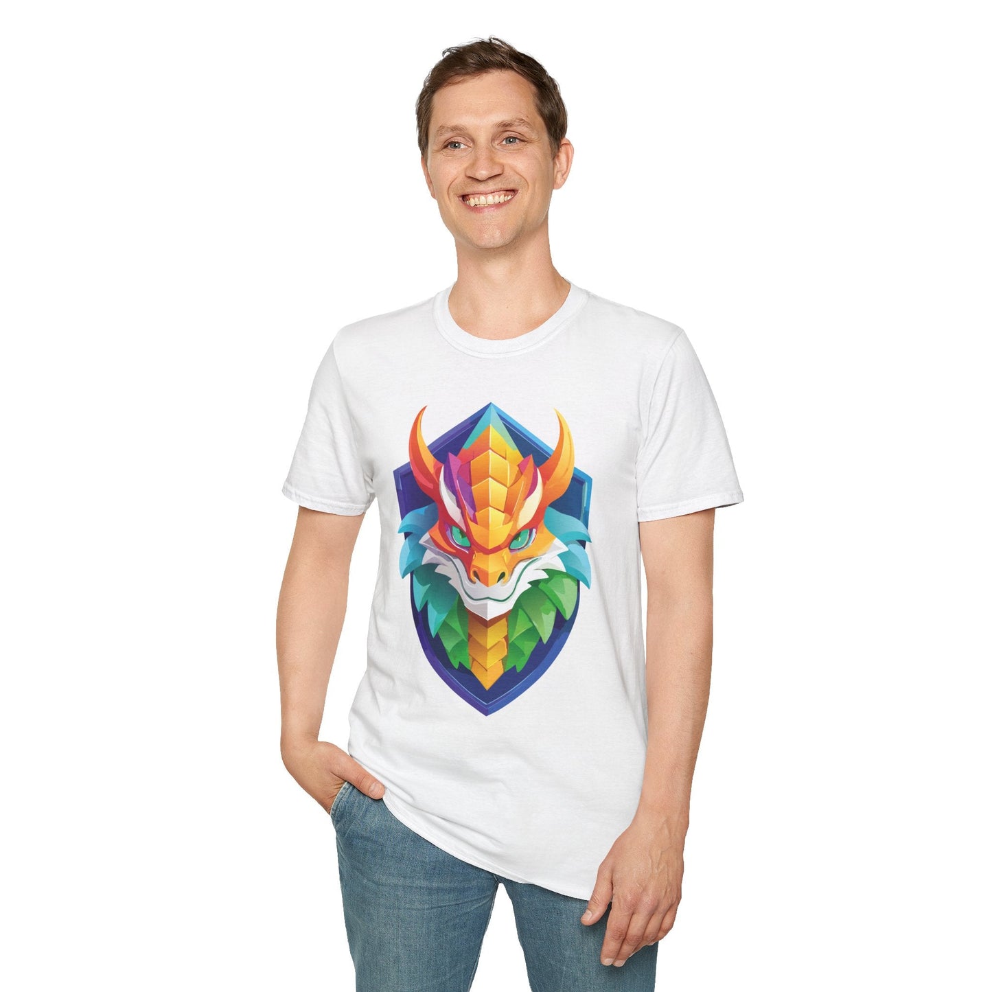 Unisex Dragon T Shirt Softstyle 64000 100 Percent Ring Spun Cotton Comfortable Tee