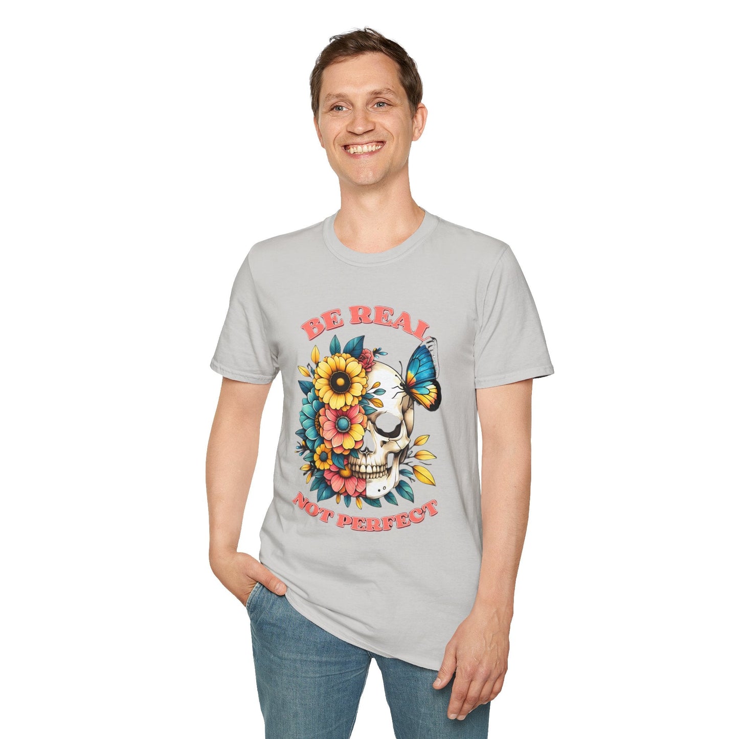 Gildan Skull Tee Shirt Unisex Skeleton Print Tee 100 Percent Ring Spun Cotton Softstyle
