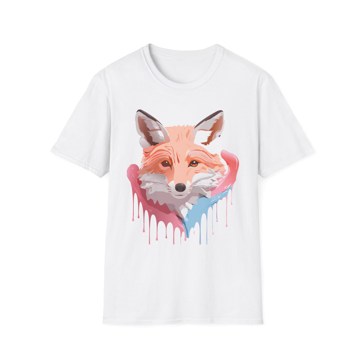 Watercolor Fox Face T-Shirt | Drip Paint Fox Tee