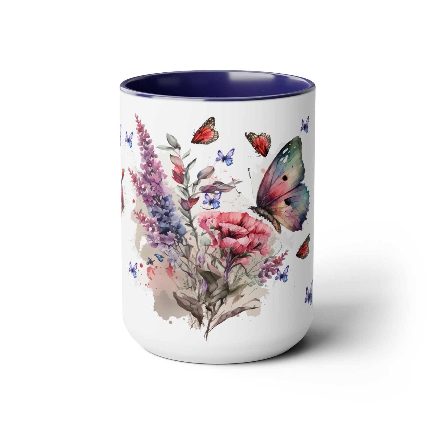 Two-Tone Coffee Mugs with butterfly