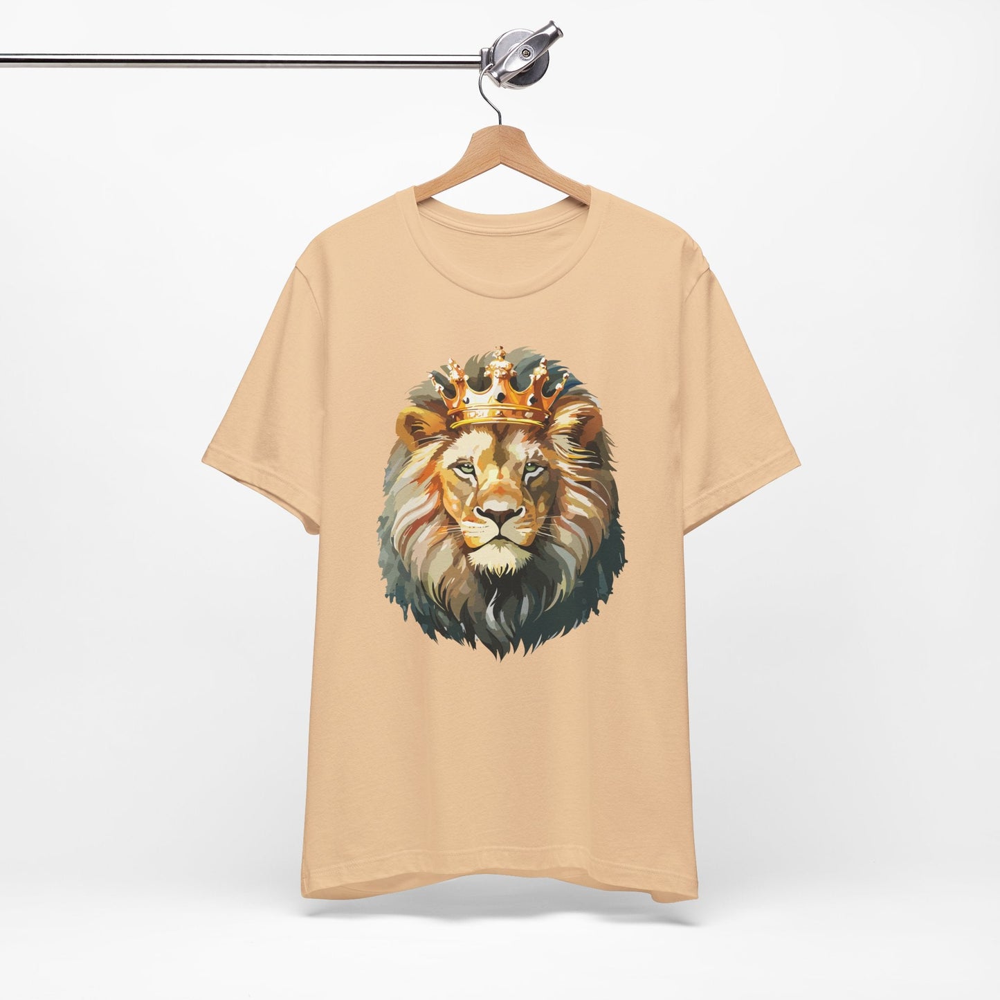 Lion with Crown Tee Unisex Cotton T-Shirt Regal King Lion Illustration, Wildlife Graphic Shirt - 1