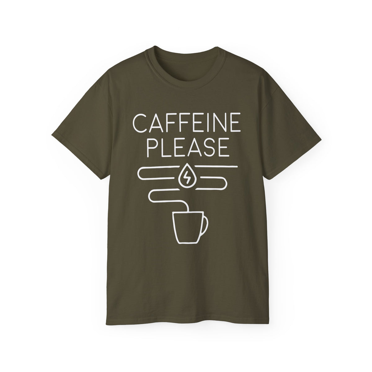 Caffeine Please tee | Coffee Graphic Tee, Minimal Coffee Mug Design