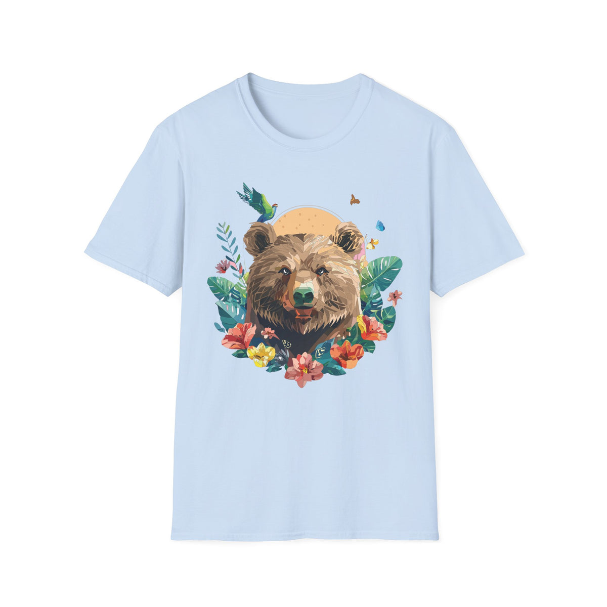 Watercolor Bear Sunflower T-Shirt | Floral Forest Wildlife Tee