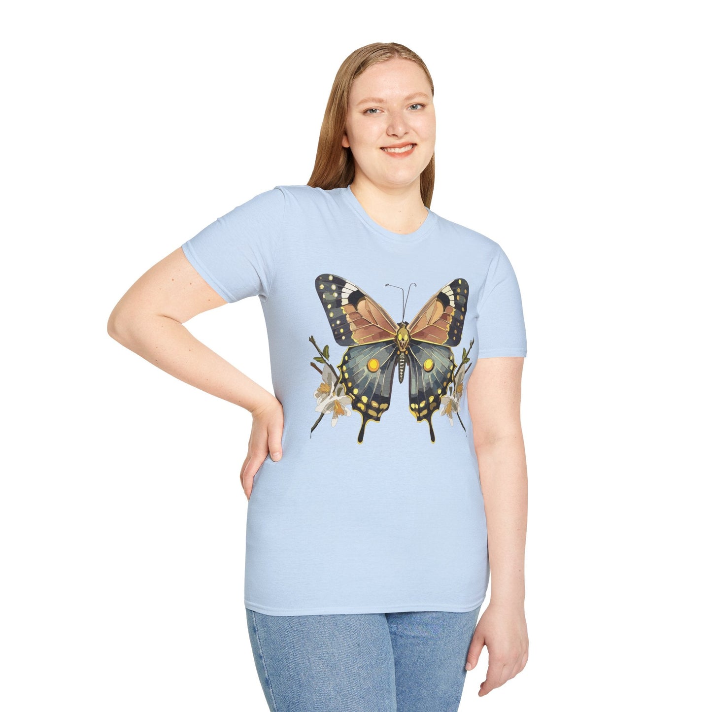 Butterfly Shirt Unisex Gildan Softstyle T Shirt Monarch Butterfly Tee 100 Percent Ring Spun Cotton