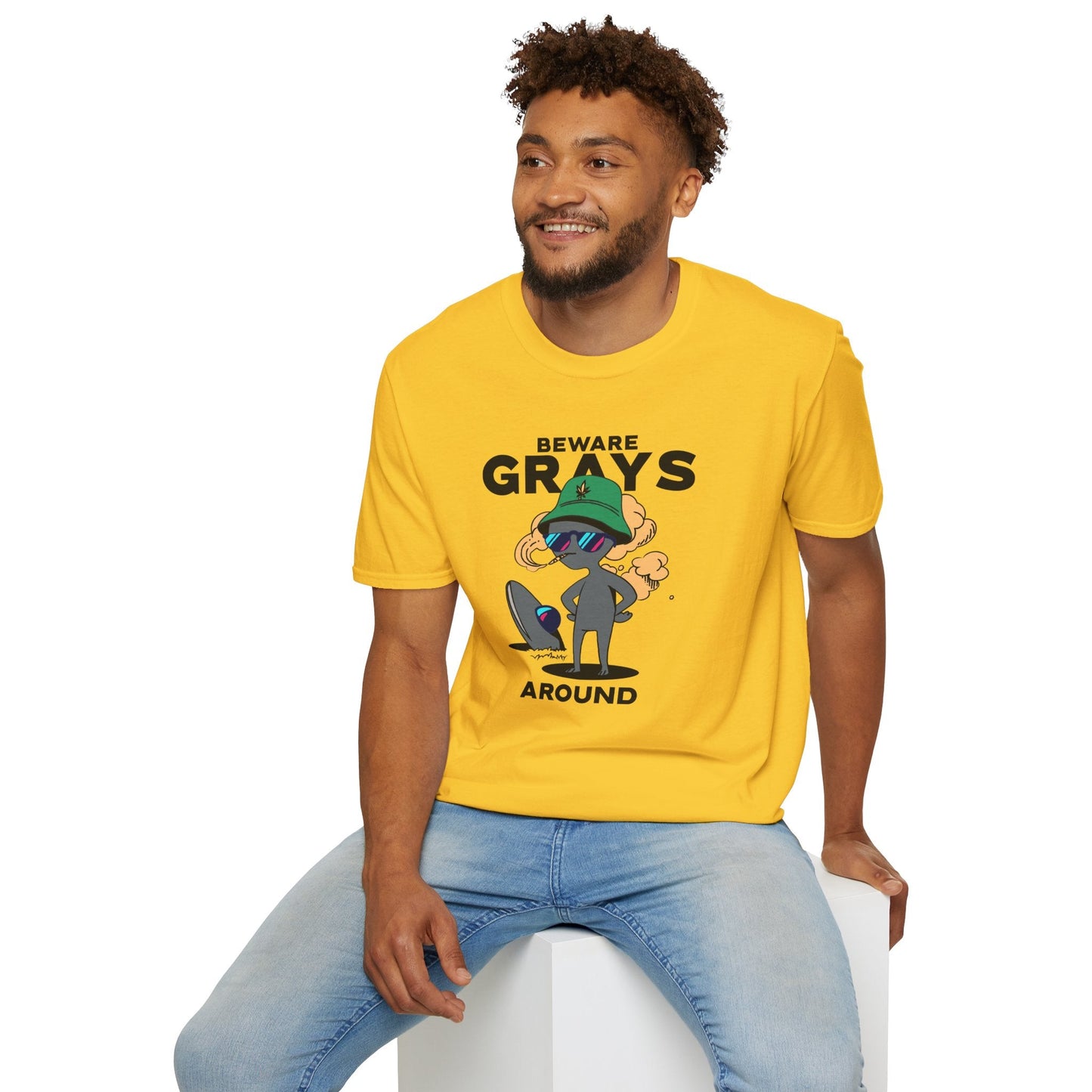 Funny Aliens UFO Graphic Unisex Cotton T-Shirt  18