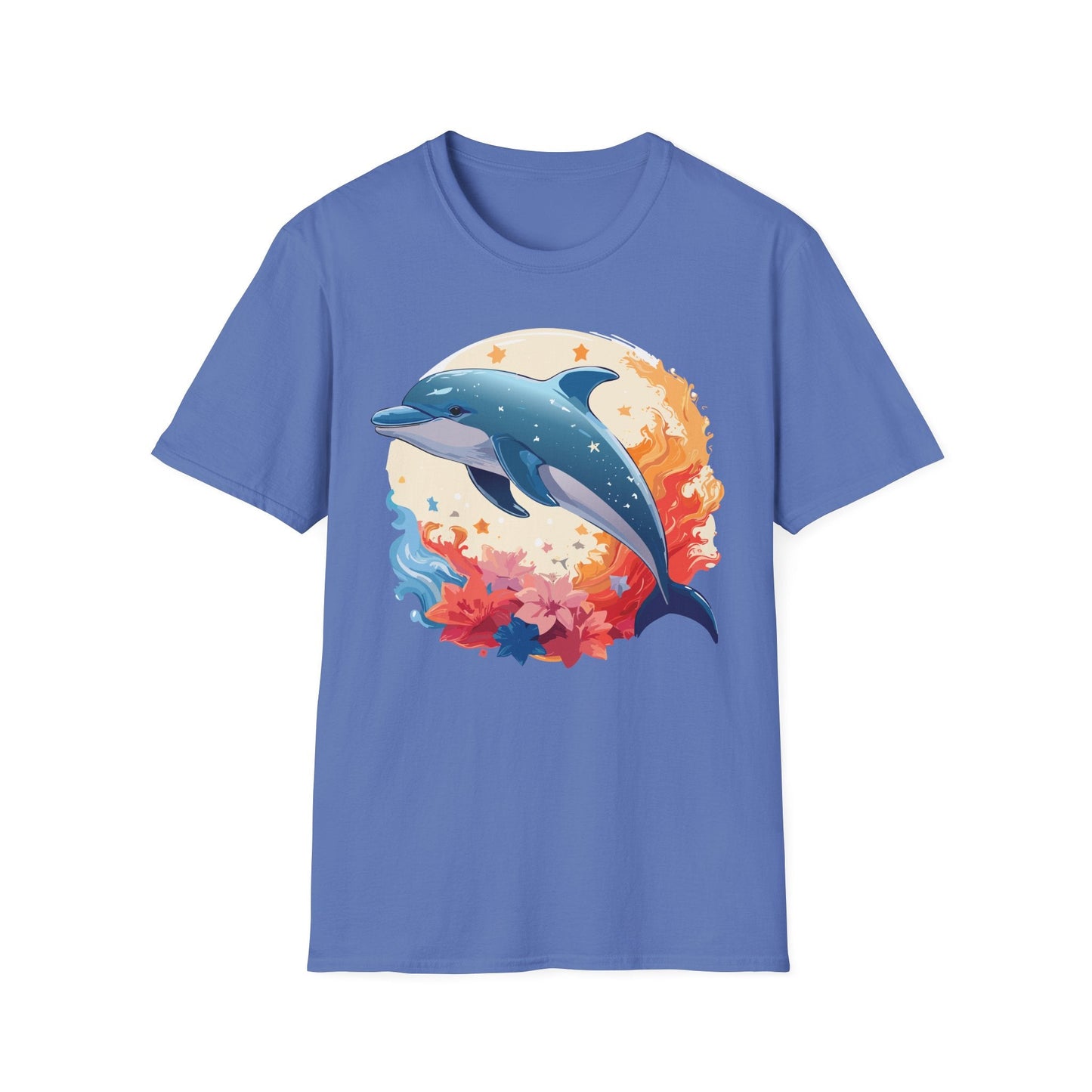Dolphin T Shirt Unisex Softstyle Gildan 64000 100 Percent Ring Spun Cotton Animal Fish Tee
