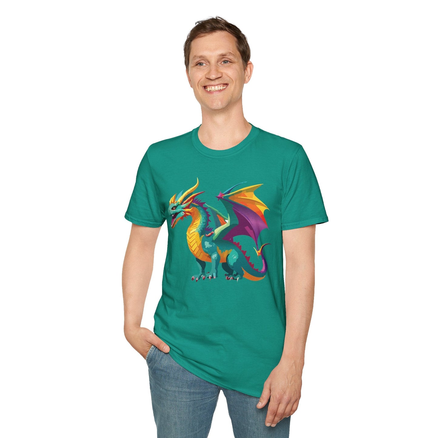 Dragon Graphic Unisex Cotton Softstyle Art Design Tee With Animals 10
