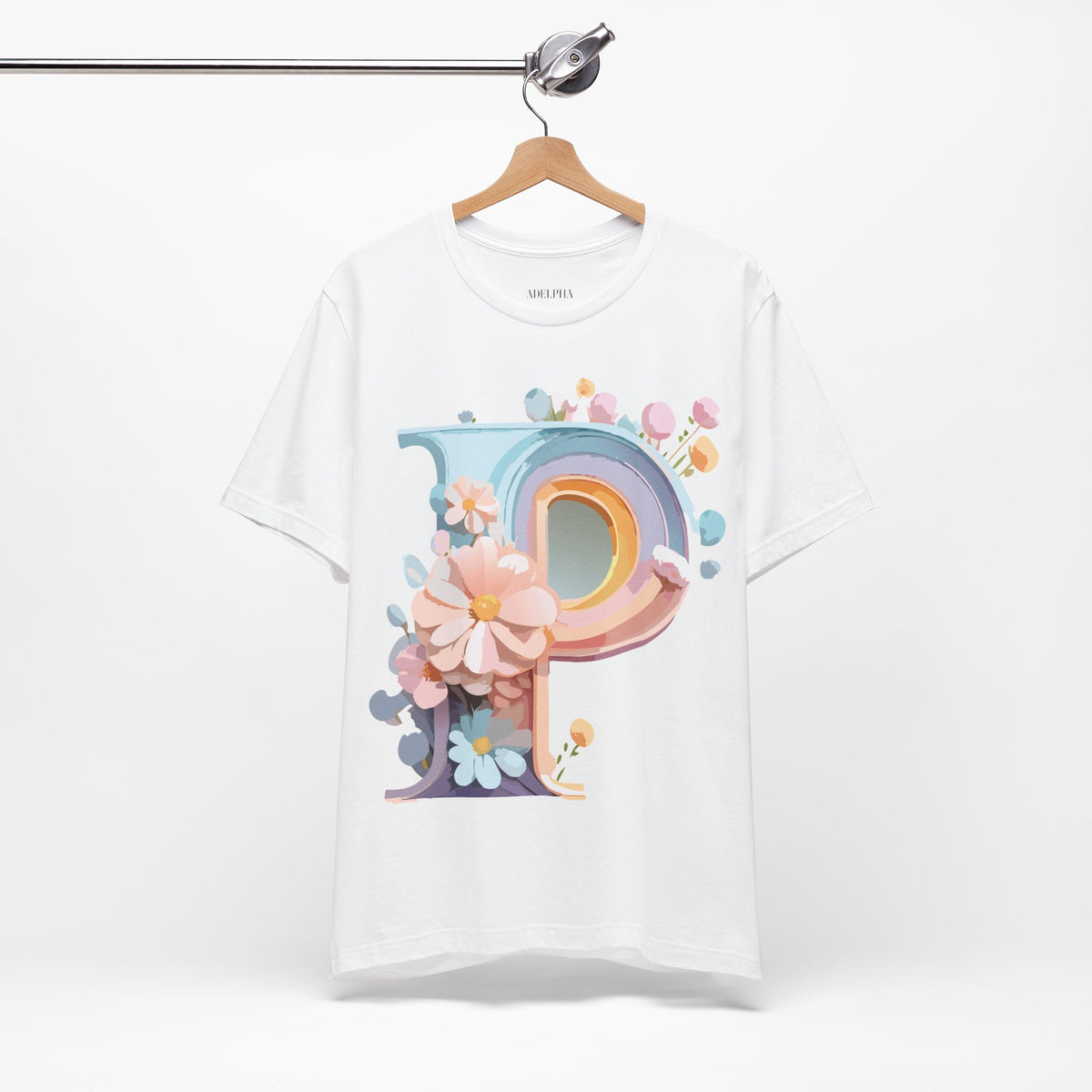 Letter P Graphic Unisex Cotton Bella+Canvas Tee with Art Letter Design