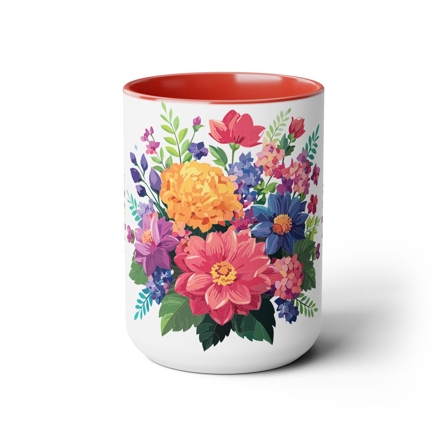 Tazas de café de dos tonos con flores
