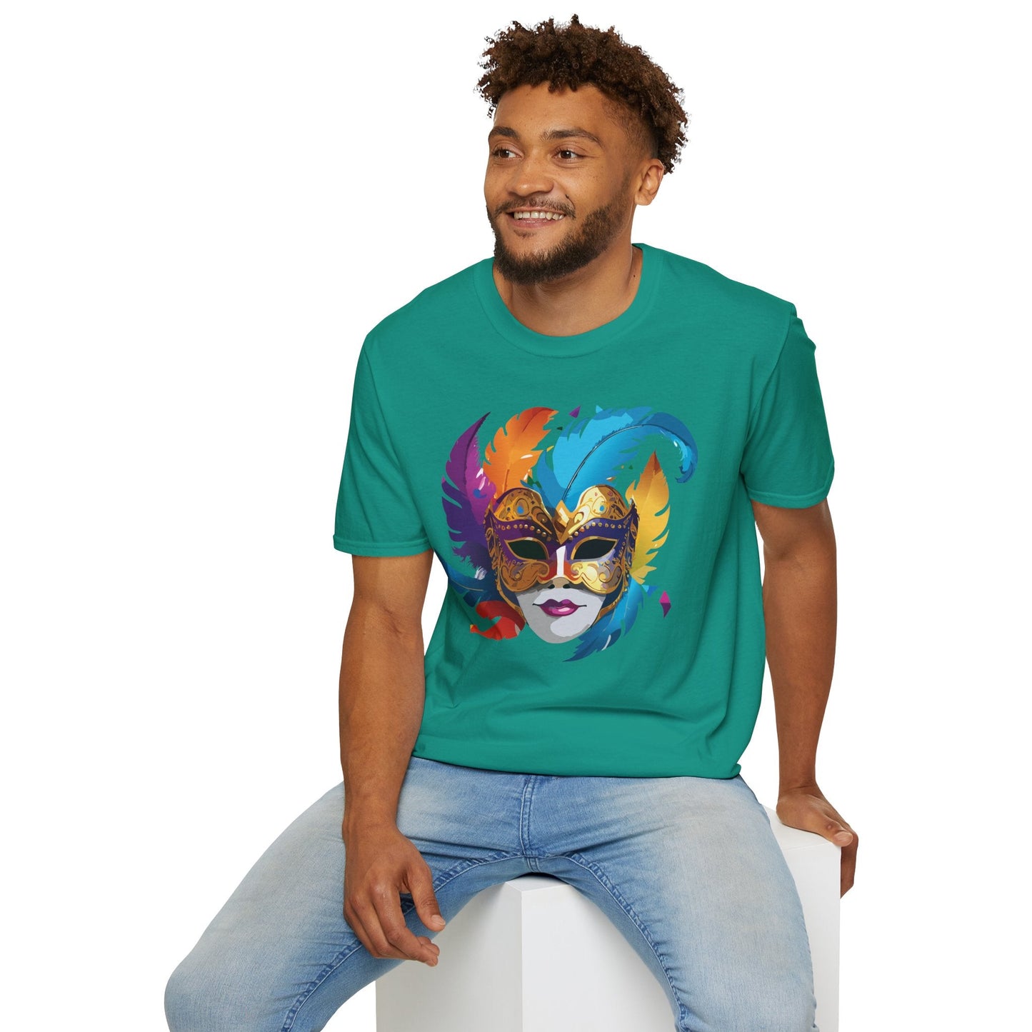 Mask Tee Shirt Unisex Short Sleeve Cotton Tee Art Design Masquerade Gildan Softstyle 64000