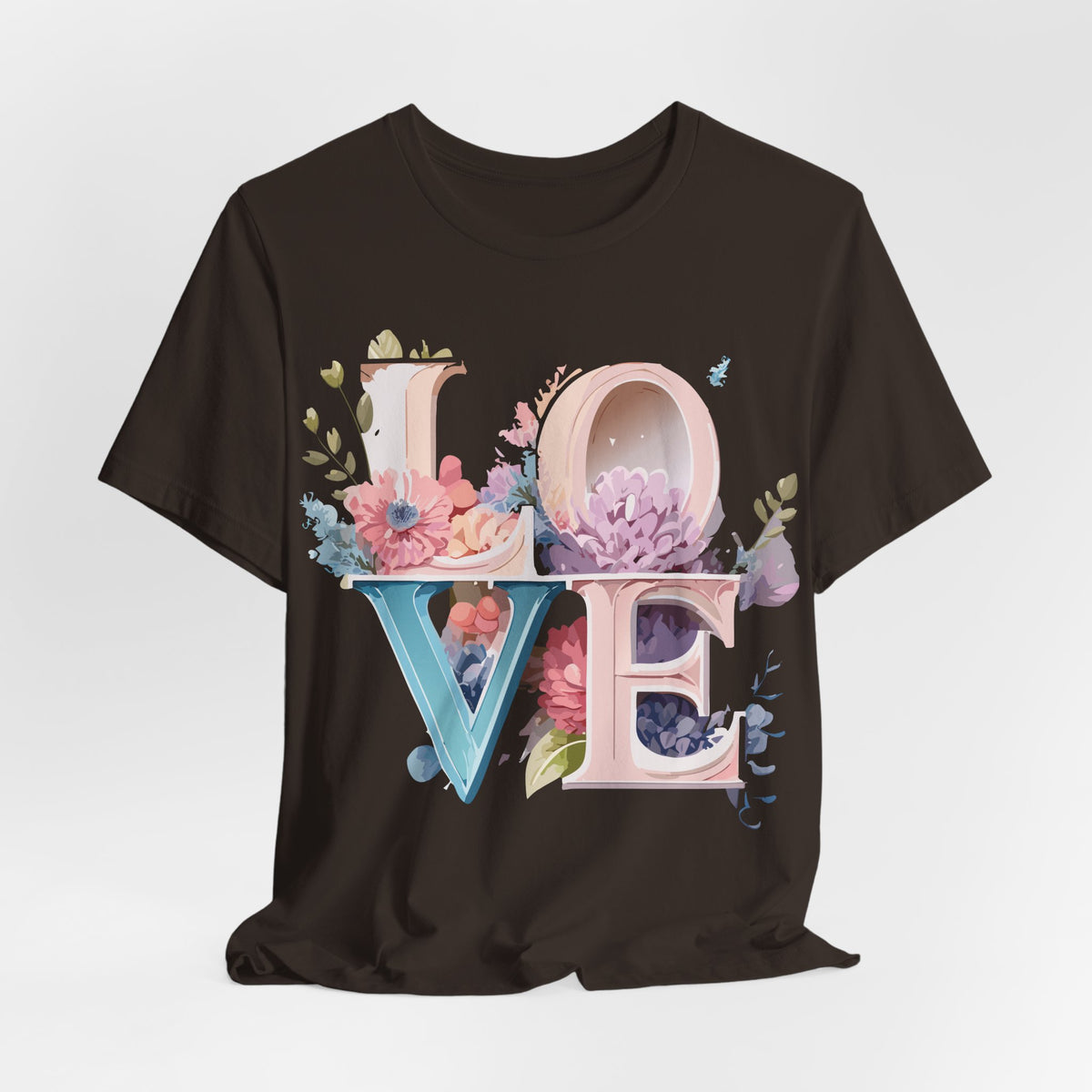 Valentine's Day Graphic Unisex Cotton Bella+Canvas Tee with Floral Art Design d122