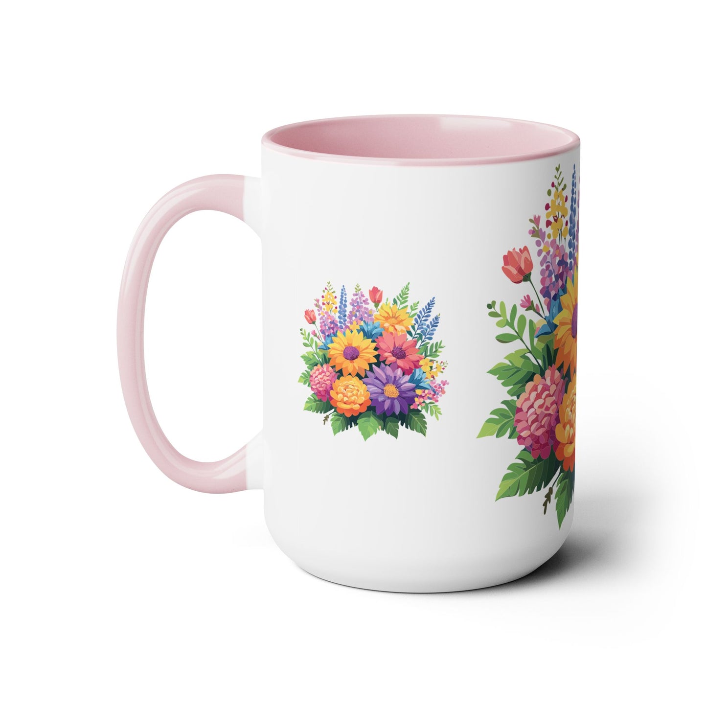 Two-Tone Coffee Mug with flowers