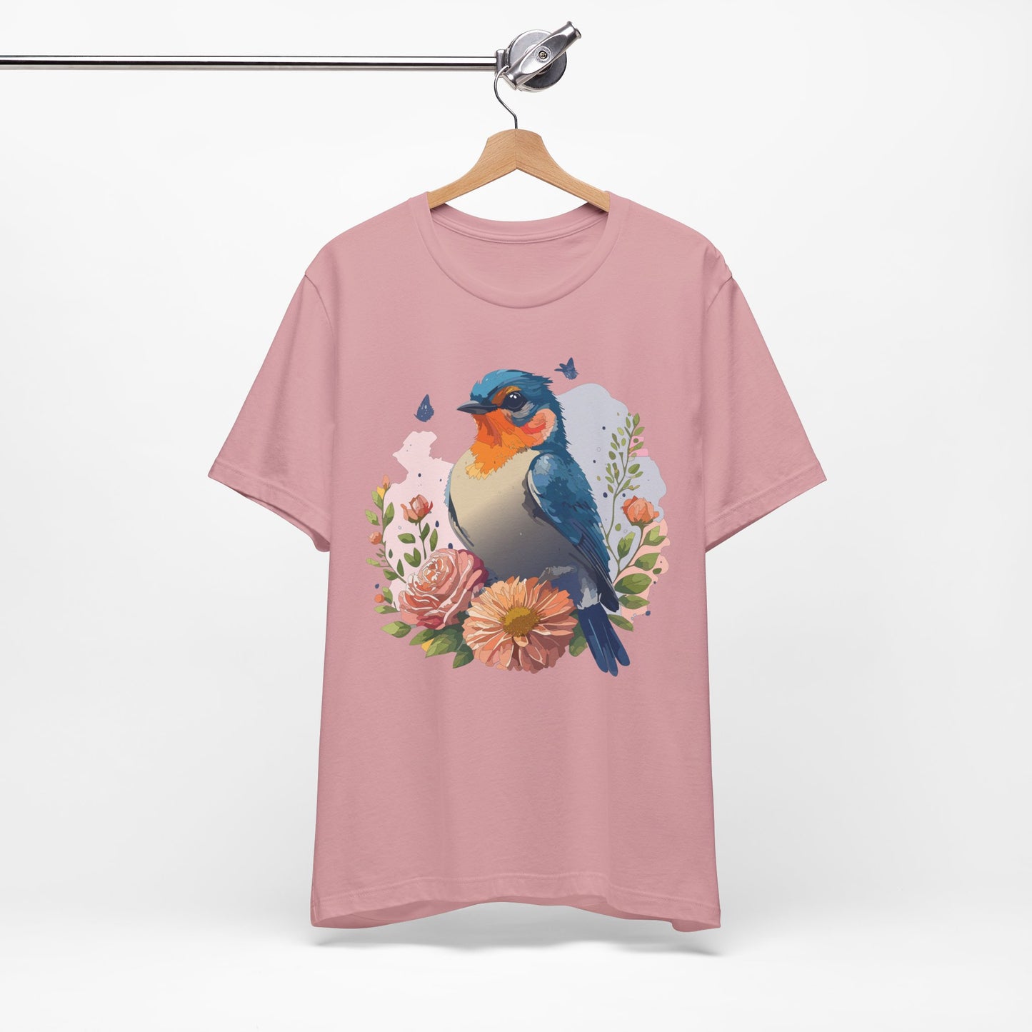 Floral Bird Tee, Animal Shirt, Bird Shirt, Floral Tee, Flower T-shirt, T-Shirt with Animal