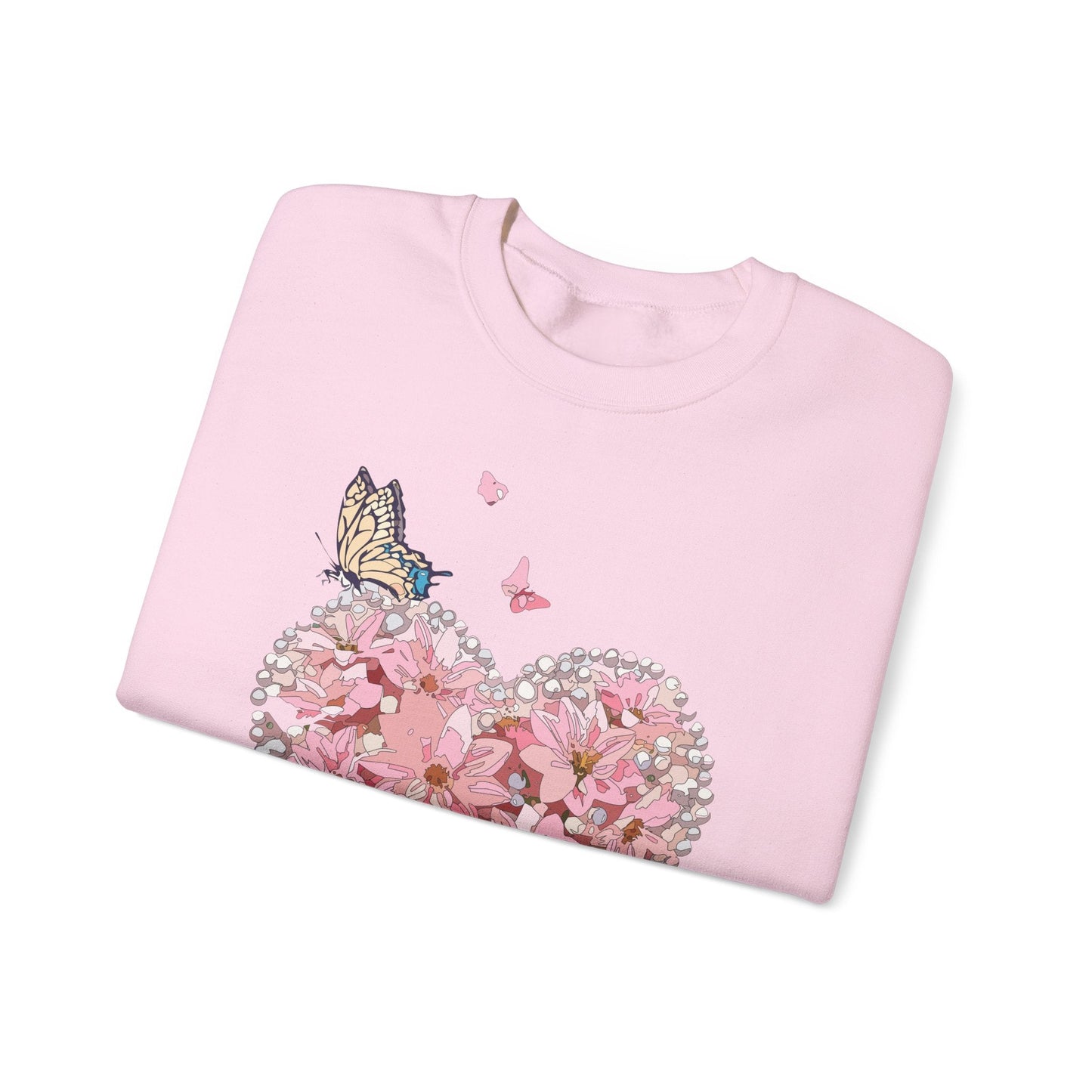 Unisex Floral Heart Sweatshirt with Love Floral Design for Valentines Day Gift Idea