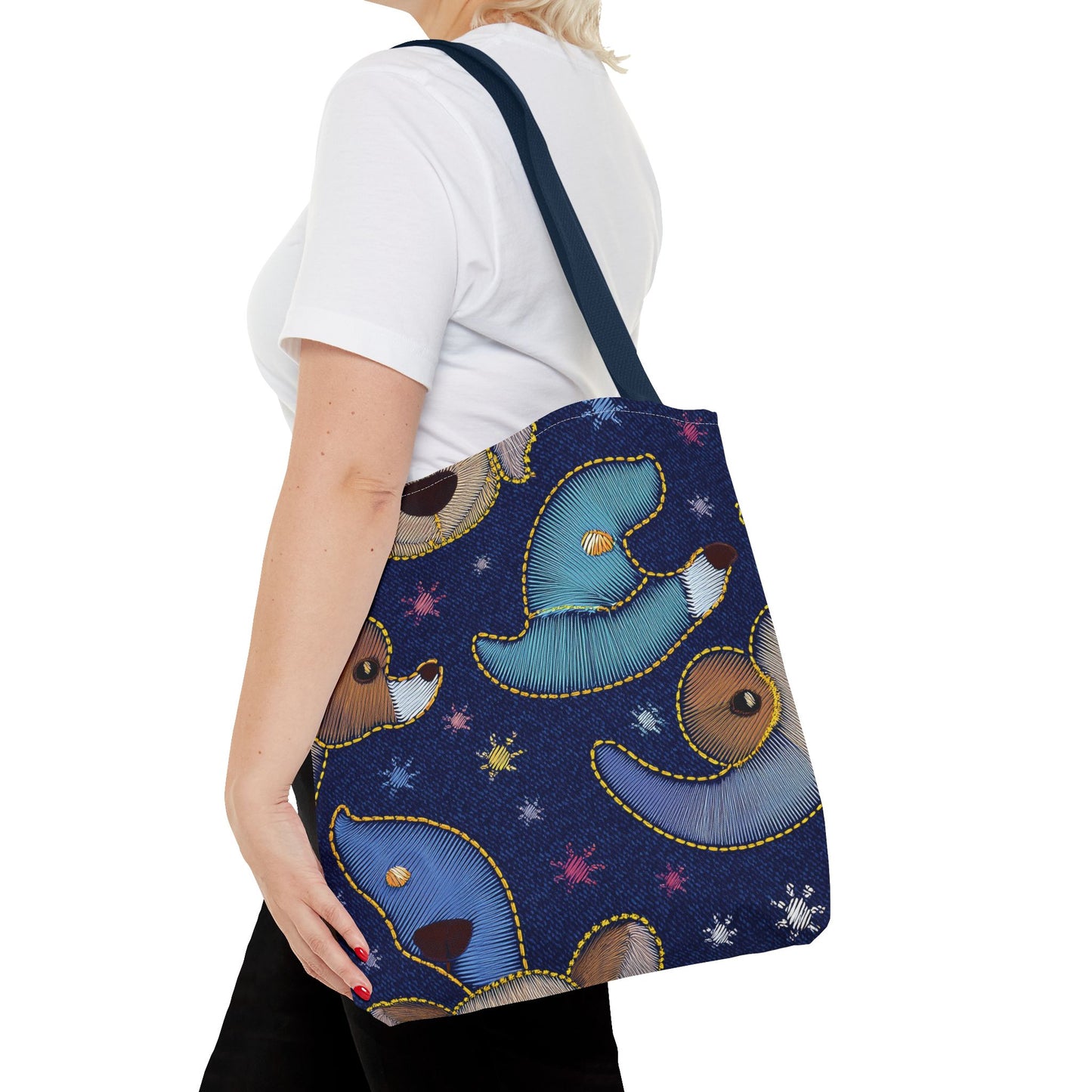 Denim Fabric Imitation Print Unisex Canvas Bag Poly Spun 3 Sizes Tote Bag 191-12