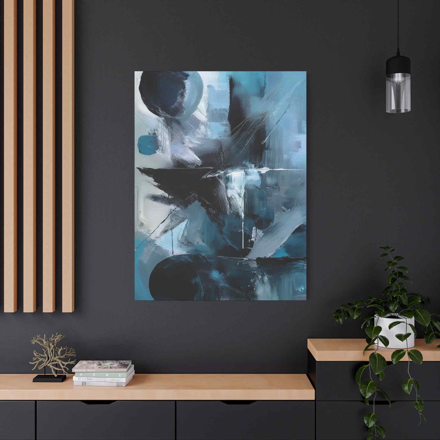 Blue Abstract Painting Print Canvas 20x24,20x30,24x30, 24x32,24x36,30x40, 32x48,36x48,40x60 Pine-Wood Inner Frame ABS-29