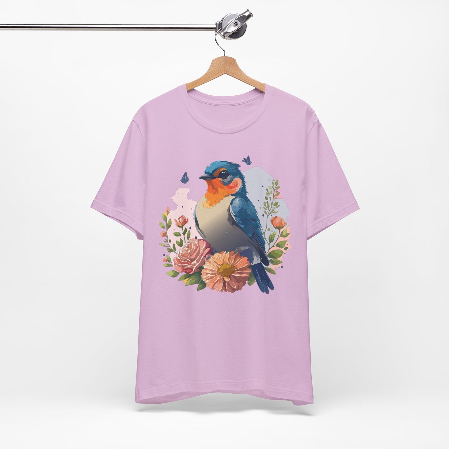 Floral Bird Tee, Animal Shirt, Bird Shirt, Floral Tee, Flower T-shirt, T-Shirt with Animal