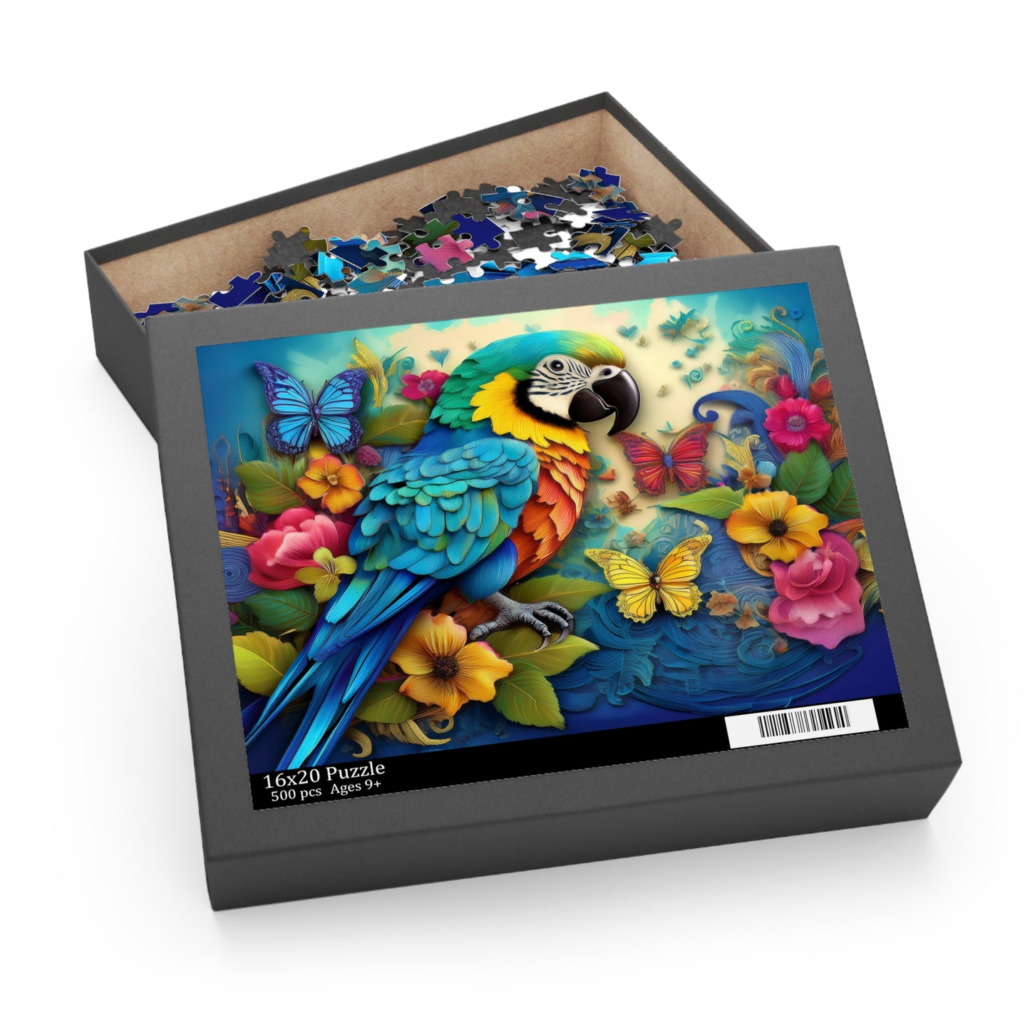 Puzzles-33 Kids Parrot Puzzle 500-Piece | Floral Parrot Puzzle 500-Piece, Birds Kids Puzzles Size: 16" x 20",  Ages 9+