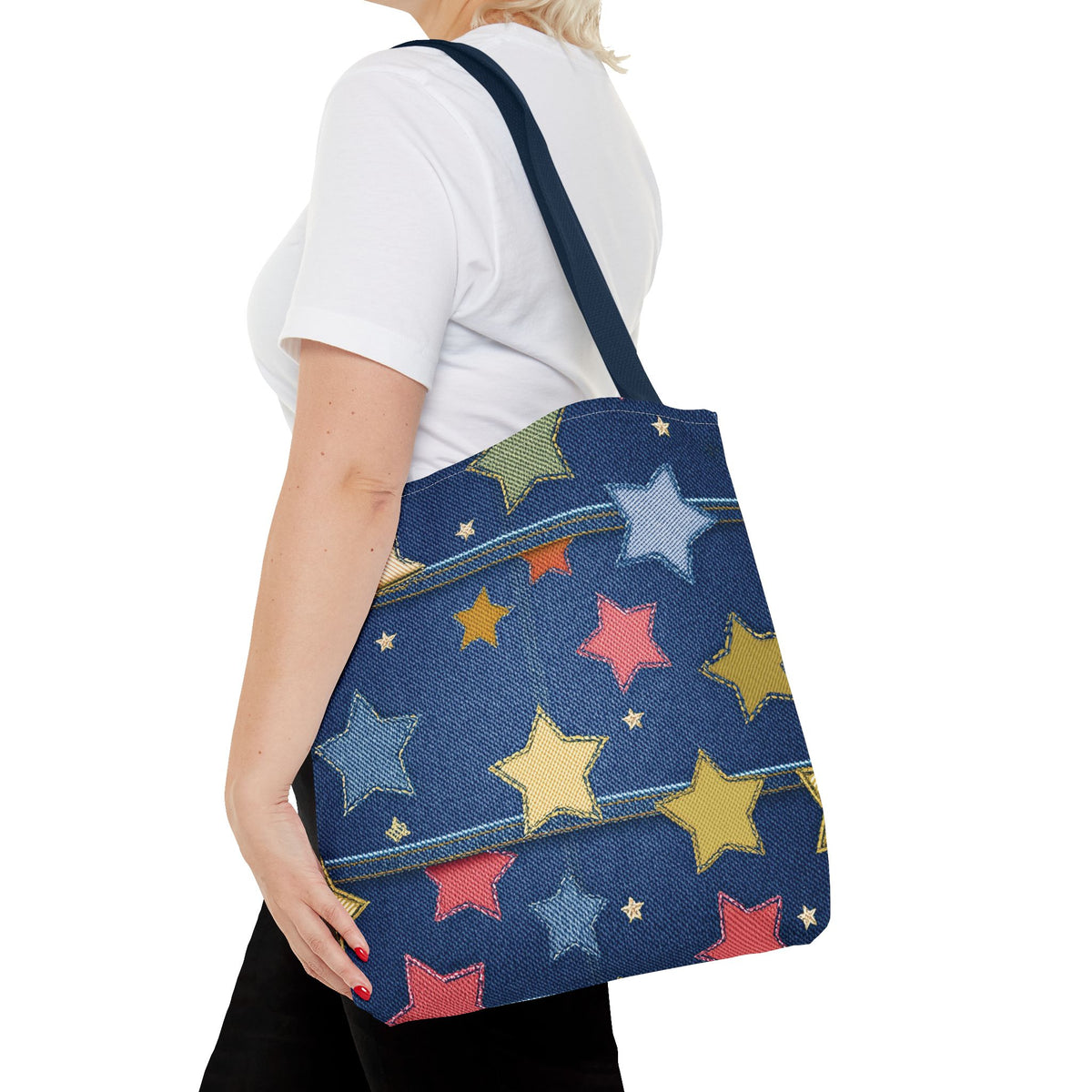 Denim Fabric Imitation Print Unisex Canvas Bag Poly Spun 3 Sizes Tote Bag 181-5