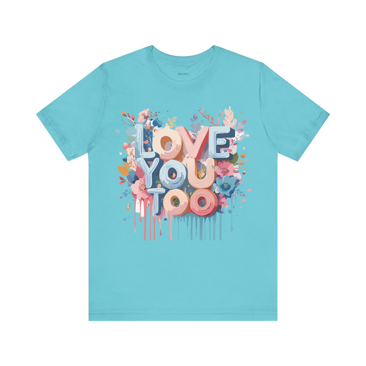 Valentine's Day Graphic Unisex Cotton Bella+Canvas Tee with Floral Art Design d97