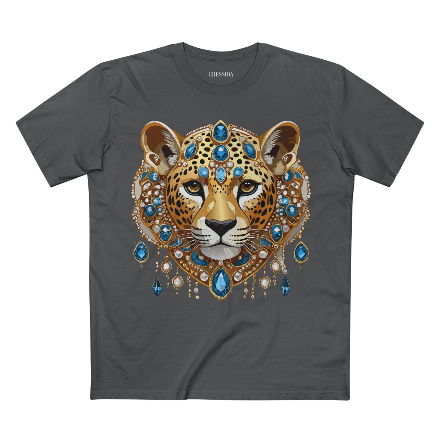 Cheetah Graphic Unisex 100 Cotton Tee With Unique Animal Golden Medallion Art Design 46