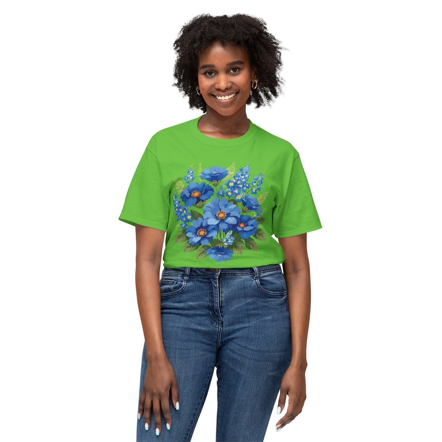 Unisex Floral Art T Shirt Cotton Tee With Vintage Flowers Art Print Breathable USA Made