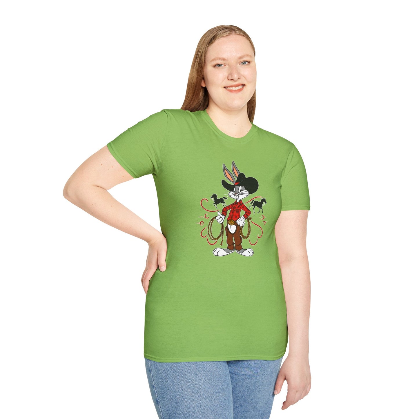 Cartoon Bunny Graphic Unisex Cotton Animal Animation Artwork Design Tee 4