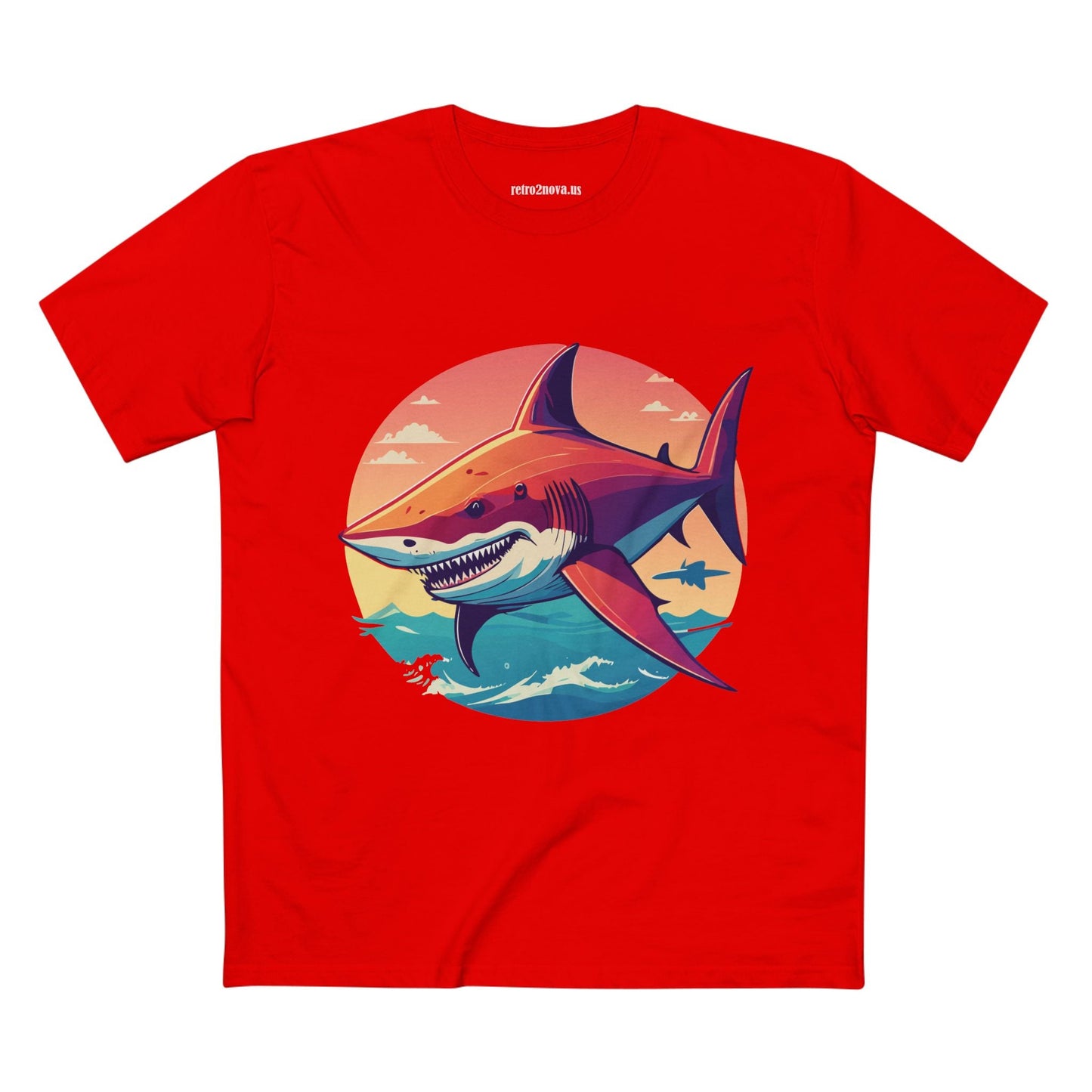 Unisex Premium Cotton Staple Tee With Original Art Shark Shirt From Retro2Nova Art Collection Soft Breathable Comfort