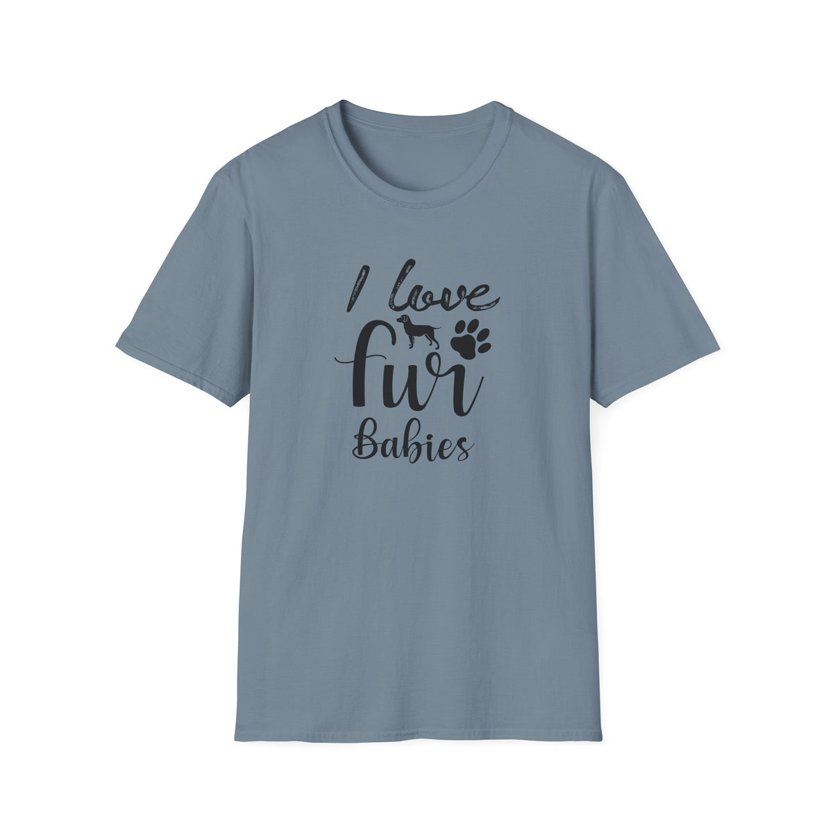 I Love Fur T-Shirt Dog & Cat Paw Graphic Tee for Pet Lovers Unisex Cotton T-Shirt Gildan Softstyle 64000 Tee