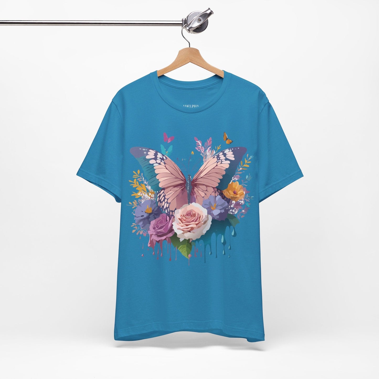Butterfly Graphic Unisex 100 Cotton Lightweight Vintage Floral Design Jersey Tee 43