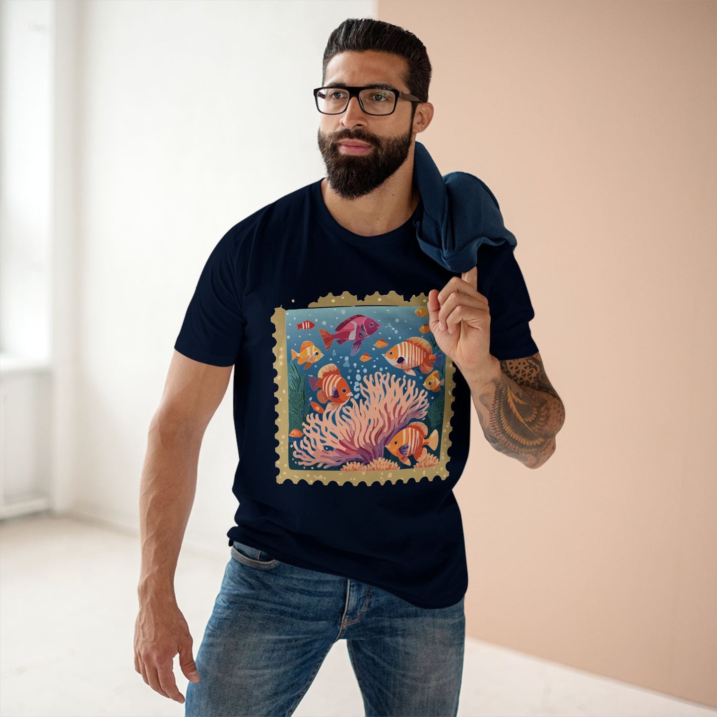 Postage Stamp Shirt Unisex Tee Art Design Premium Cotton Staple Shirt PS19 Limited Edition